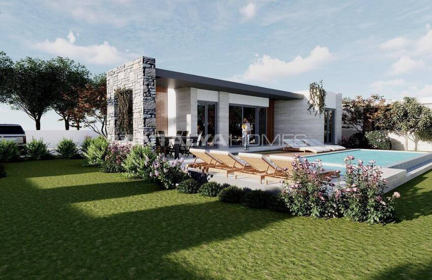 Gelijkvloerse Huizen Met Zwembad In Bodrum 1