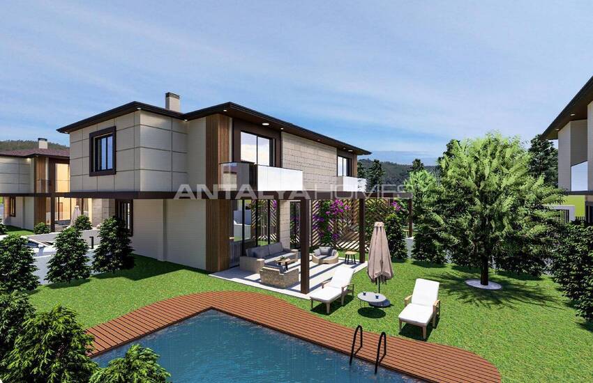 Двухквартирные дома с 4 спальнями и бассейнами в Мугла Эсентепе 2