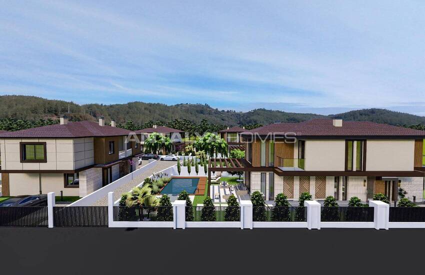 Двухквартирные дома с 4 спальнями и бассейнами в Мугла Эсентепе 4