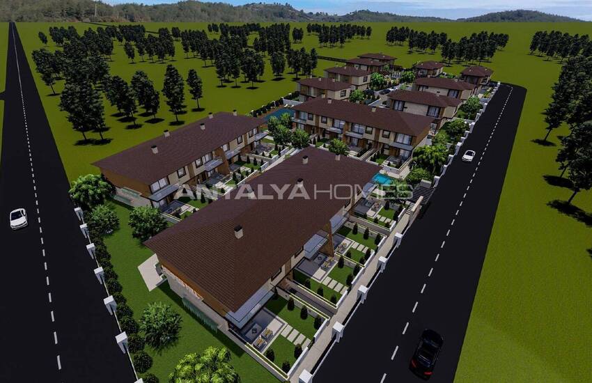 Двухквартирные дома с 4 спальнями и бассейнами в Мугла Эсентепе 7