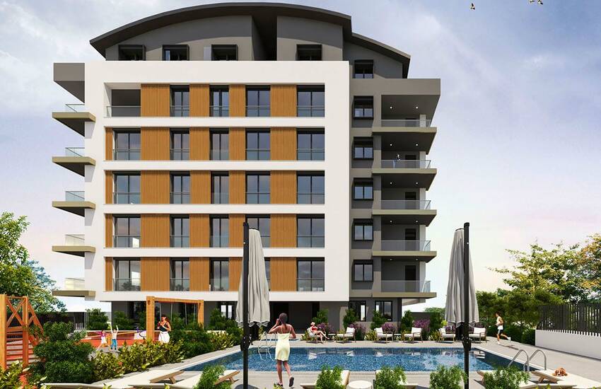 Nya Lägenheter I Det Eleganta Komplexet Med En Pool I Antalya