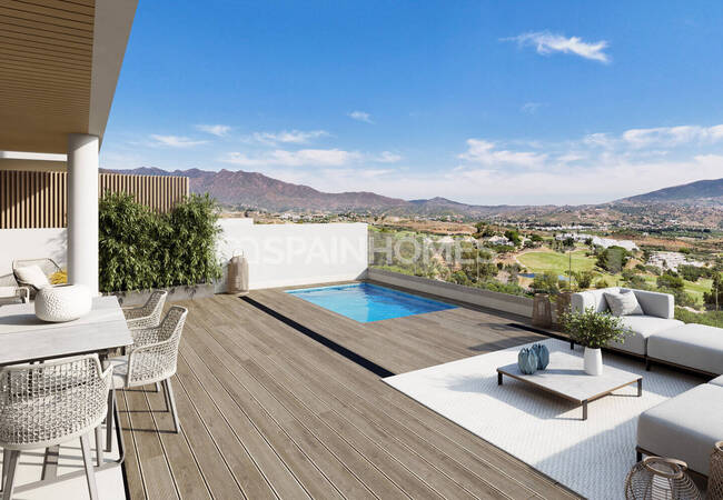 Mijas Málaga'da Deniz ve Golf Sahası Manzaralı Daireler 8