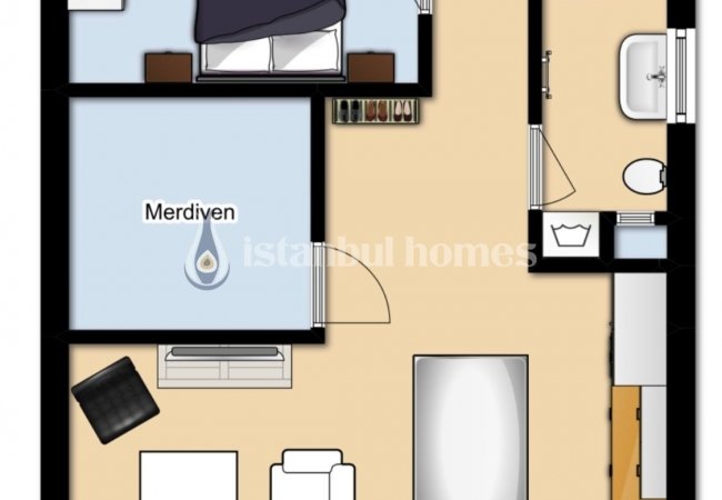 Элитная Квартира 1+1 После Ремонта в Фатихе, Стамбул 14