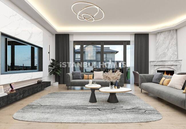 İstanbul Göktürk'te Doğa Manzaralı Yarı Müstakil Villalar 4