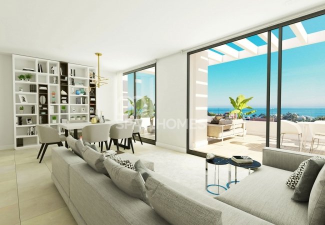 Estepona Málaga'da Havuzlu Bahçeye Sahip Modern Daireler 6