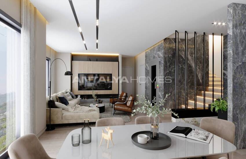 Alanya'da Şık Tasarımlı Deniz Manzaralı Villalar 11