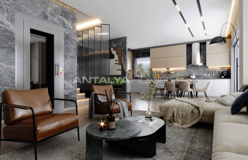 Alanya'da Şık Tasarımlı Deniz Manzaralı Villalar 13