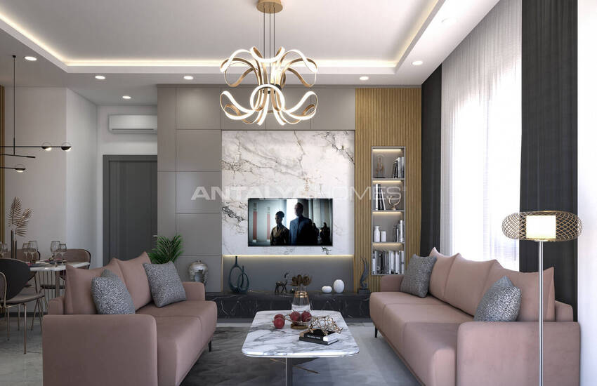 Alanya'da 3 Bloklu Sosyal Olanaklara Sahip Sitede Daireler 11