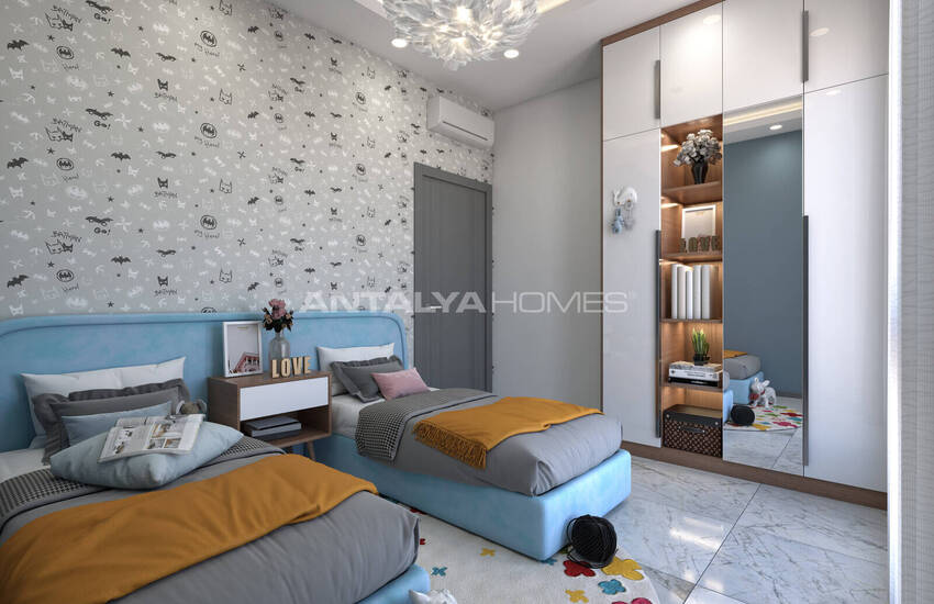 Alanya'da 3 Bloklu Sosyal Olanaklara Sahip Sitede Daireler 19
