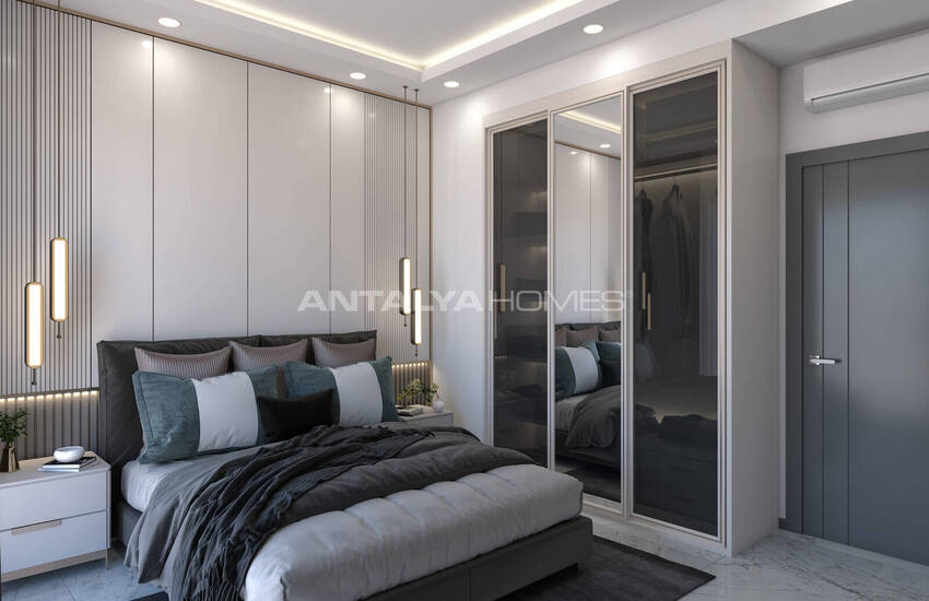 Alanya'da 3 Bloklu Sosyal Olanaklara Sahip Sitede Daireler 18