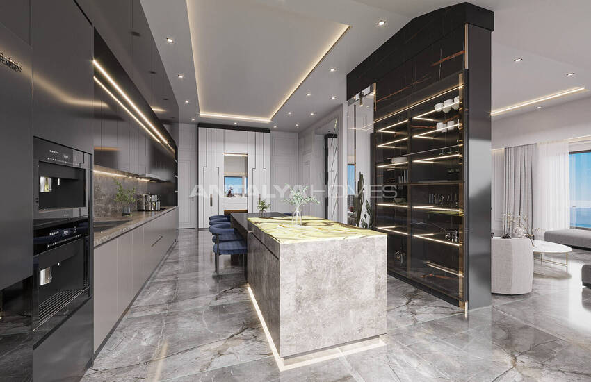 آپارتمان‌های با منظره دریا و شهر نزدیک ساحل در آلانیا اوبا 10