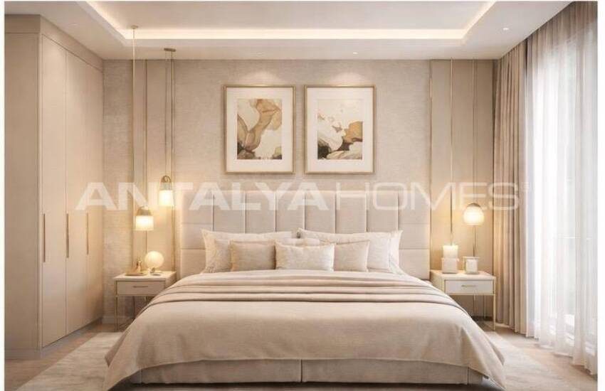 Квартиры с видом на море и общим бассейном в Алании, Кестель 9