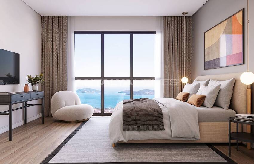 İstanbul Maltepe'de Güvenlikli Sitede Deniz Manzaralı Daireler