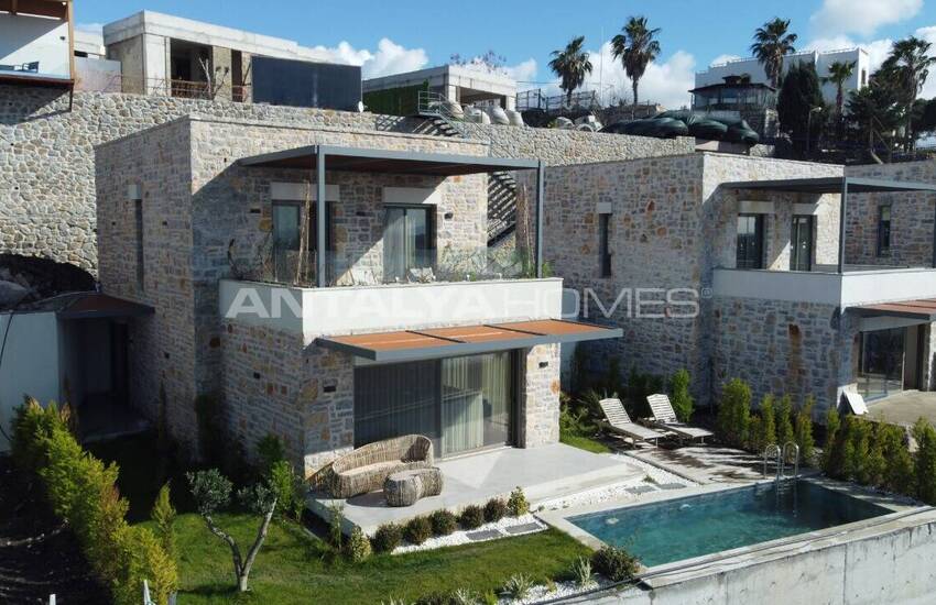 Bodrum Yalıkavak'ta Taş Kaplama Deniz Manzaralı Müstakil Villalar 41