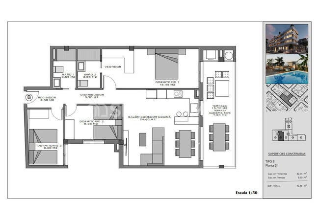 Alicante Santa Pola'da Plaja Yakın Havuzlu Sitede Daireler 20