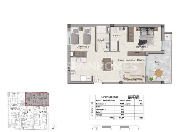 Alicante Santa Pola'da Ortak Havuzlu Sitede 2+1 Daireler 10