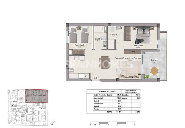 Alicante Santa Pola'da Ortak Havuzlu Sitede 2+1 Daireler 18