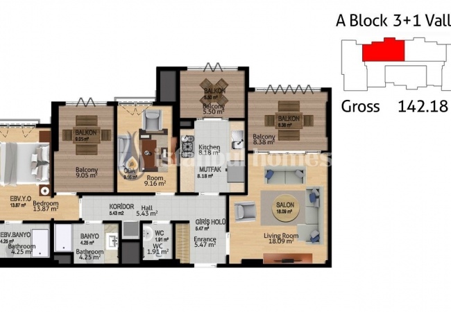 Квартиры с Видом на Ботанический Сад в Башакшехир 8