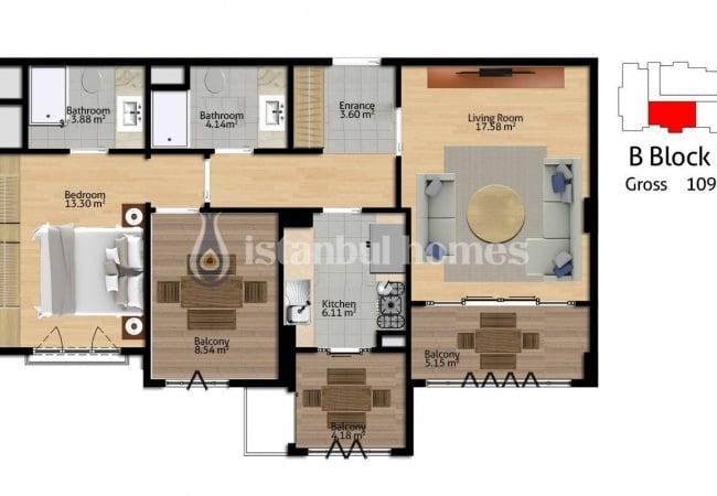 Квартиры с Видом на Ботанический Сад в Башакшехир 11