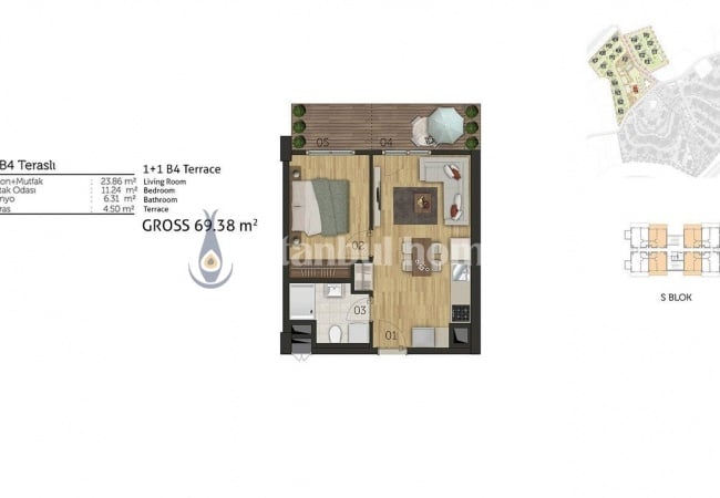 低层建筑群中的优质 Cekmekoy 公寓 10