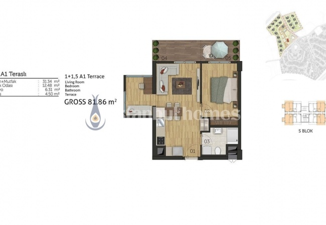 低层建筑群中的优质 Cekmekoy 公寓 12