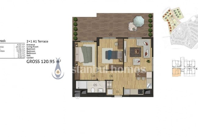 低层建筑群中的优质 Cekmekoy 公寓 16