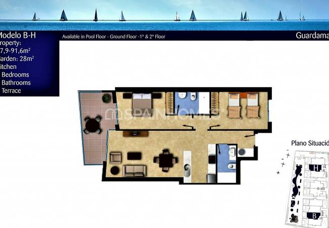 Sea View Apartments with Pool in Gated Complex in Guardamar Del Segura