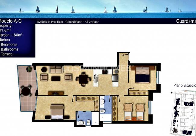 Sea View Apartments with Pool in Gated Complex in Guardamar Del Segura
