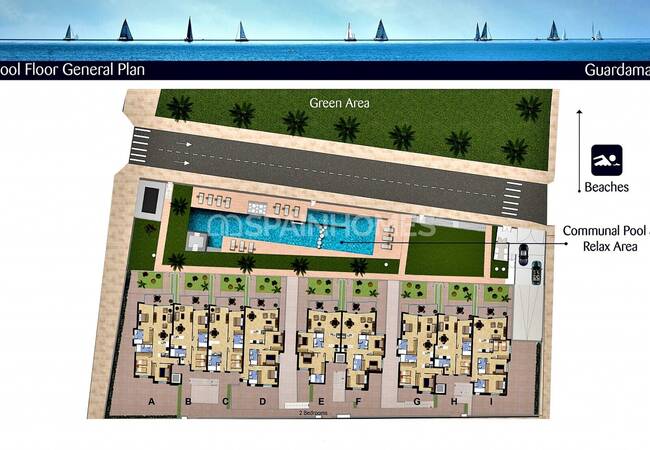 Sea View Apartments with Pool in Gated Complex in Guardamar Del Segura