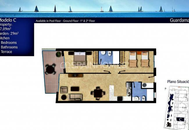 Sea View Apartments with Pool in Gated Complex in Guardamar Del Segura