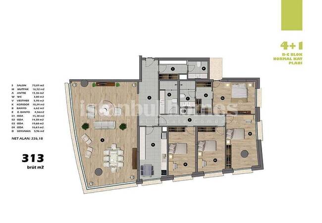 آپارتمان در اسکودار نزدیک به مترو و جاده های ارتباطی 41