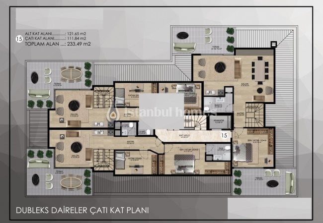 Üsküdar Sahilde Kız Kulesi ve Boğaz Manzaralı Dubleks Daire 39