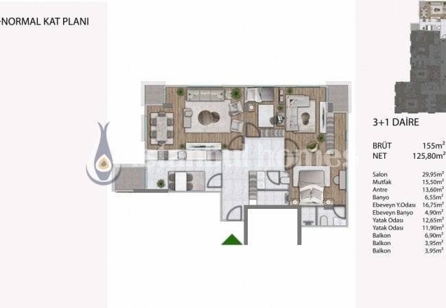 آپارتمان های نوساز و جدید، نزدیک به خط ساحلی در بیلیکدوزو 23