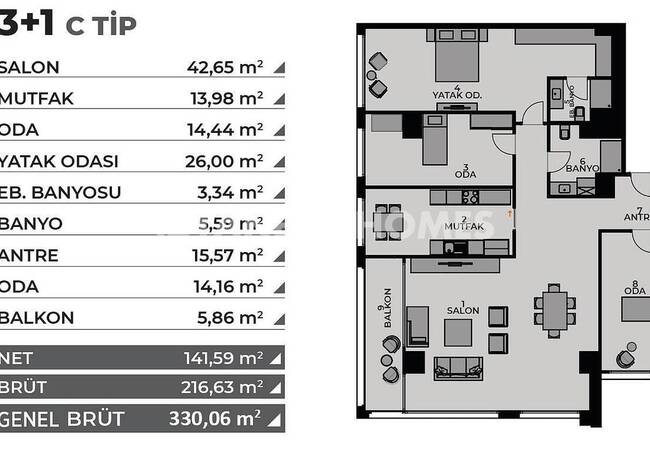 Flats in a Complex with Rich Social Amenities in Kadikoy 25