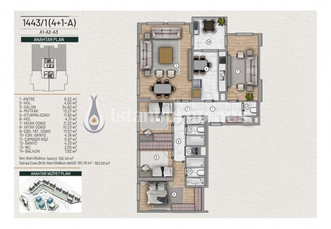 Новые Квартиры в Элитном Комплексе в Районе Башакшехир 7