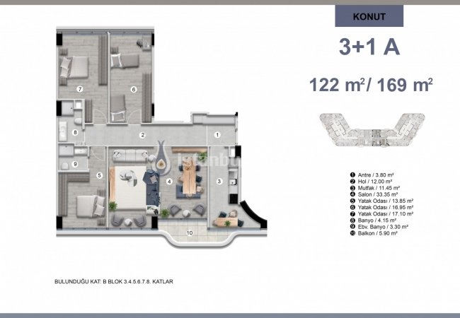 Flats in a Complex on the Transportation Line in Pendik 15