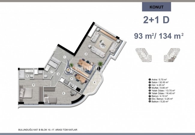 Flats in a Complex on the Transportation Line in Pendik 16