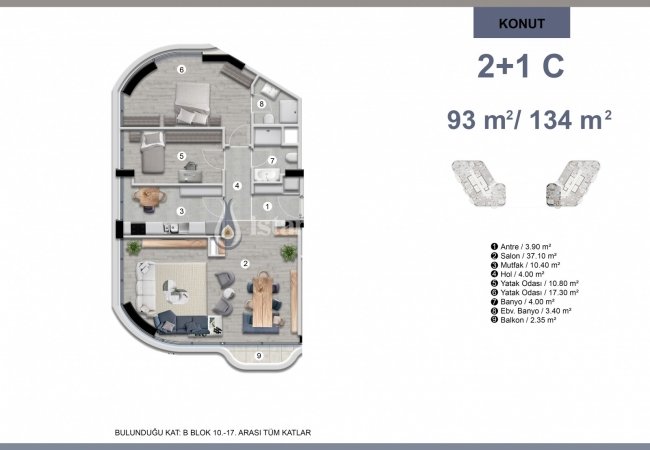 Flats in a Complex on the Transportation Line in Pendik 17