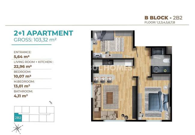 Modern Apartments in a Secure Complex in Kagithane 13