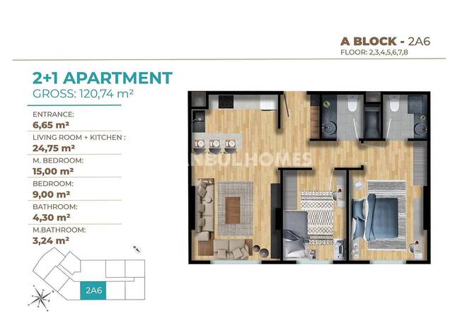 Modern Apartments in a Secure Complex in Kagithane 14