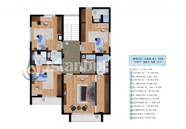 New Build Triplex Villas with Private Pool in Beylikduzu 55
