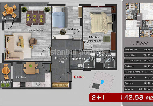 Beylikdüzü'nde Saunalı ve Havuzlu Sitede Balkonlu Daireler 25