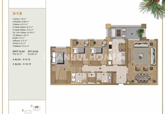 Квартиры с Высокими Потолками в Жилом Комплексе в Эюпе 26