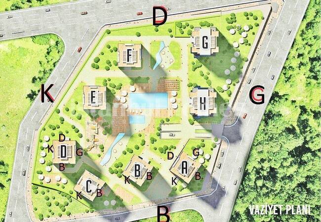 Apartments in a Complex with a Pool and Security in Esenyurt 46