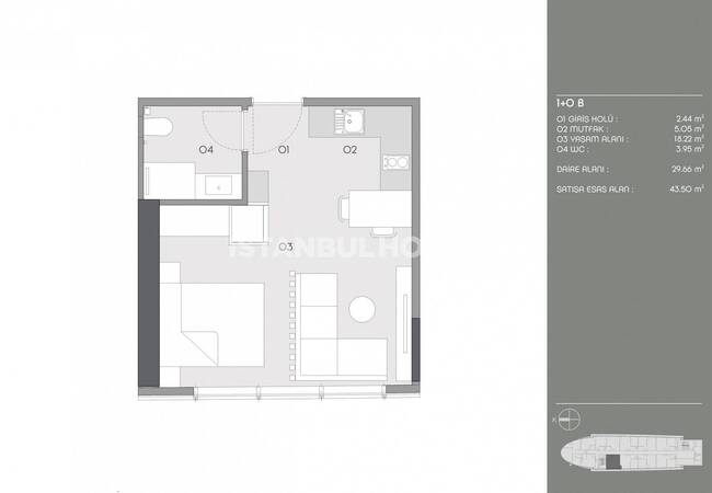 Şişli'de Galatasaray Leo Projesinde Ara Katta Açık Mutfaklı 1+0 Daire 11
