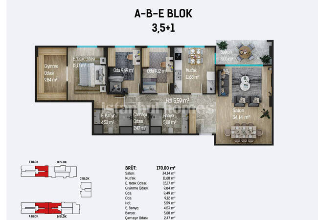 آپارتمان هایی در یک مجتمع با استخر در نزدیکی فرودگاه در استانبول، پندیک 18