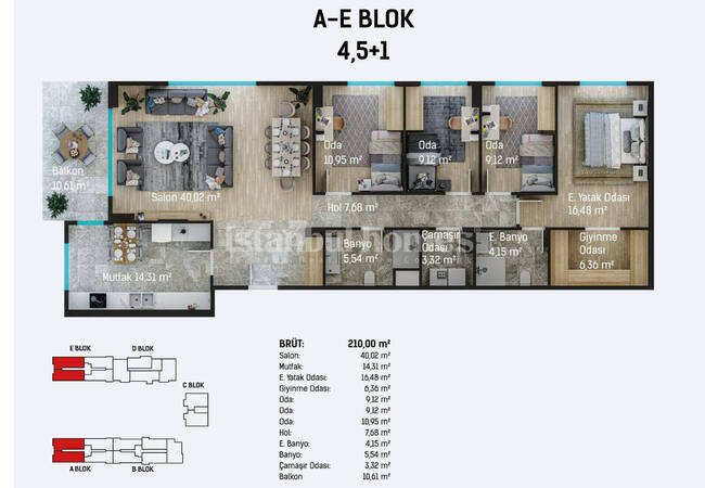 آپارتمان هایی در یک مجتمع با استخر در نزدیکی فرودگاه در استانبول، پندیک 20