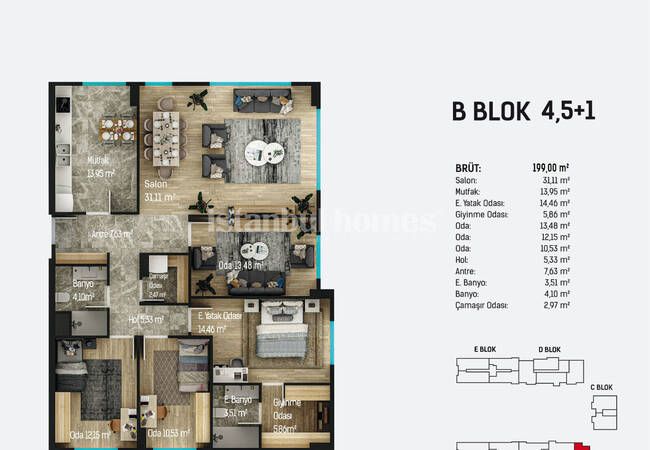 آپارتمان هایی در یک مجتمع با استخر در نزدیکی فرودگاه در استانبول، پندیک 21
