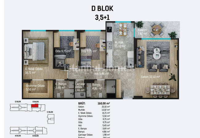 آپارتمان هایی در یک مجتمع با استخر در نزدیکی فرودگاه در استانبول، پندیک 22