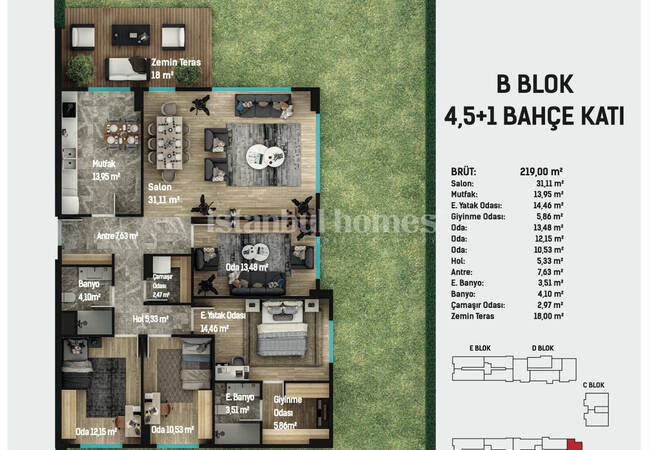 آپارتمان هایی در یک مجتمع با استخر در نزدیکی فرودگاه در استانبول، پندیک 23
